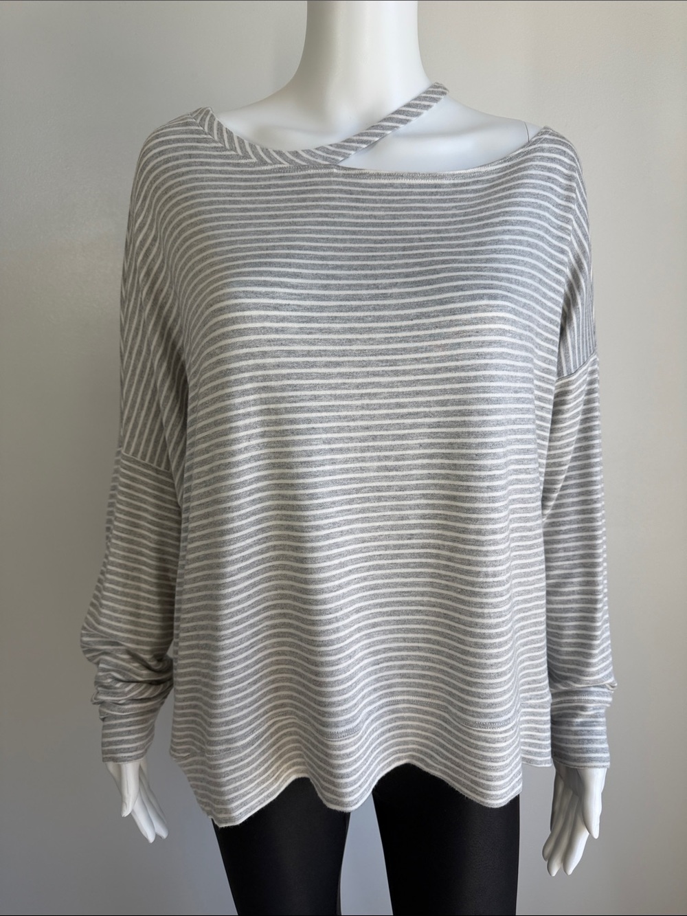 Nesh NYC Striped French Terry Oversized High Low Sweatshirt L